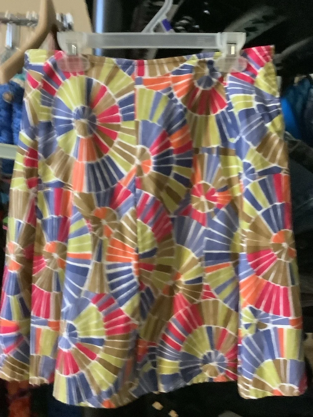 Talbots Multicolor Circular Print Skirt with Olive, Red, Blue & Purple